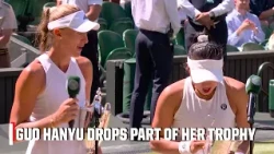 Things go awry at the Women's Doubles Final Trophy Presentation 😅🏆 | 2026 Wimbledon